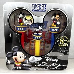 2007 Disney Collectible Mickey 80 Years Set 3 Pez Dispensers Metal Tin ~ Sealed
